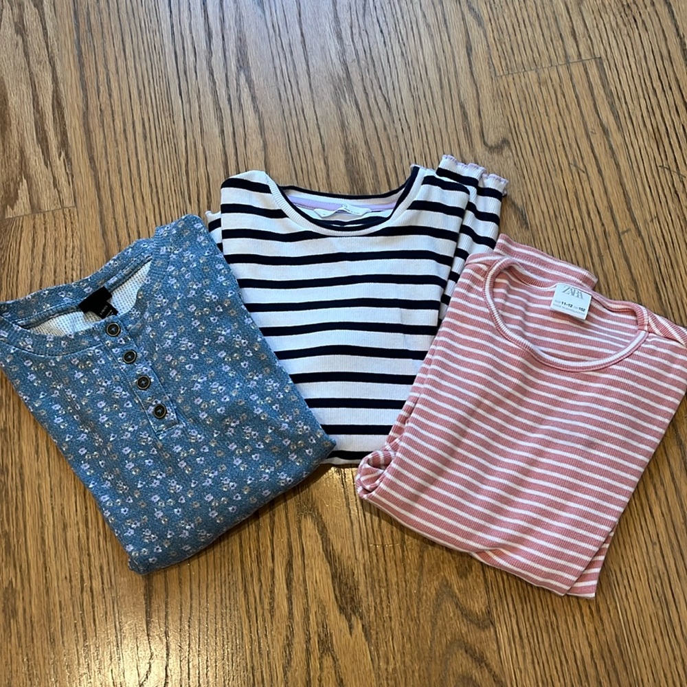 Bundle of 3 size 10-12 long sleeve ribbed shirts